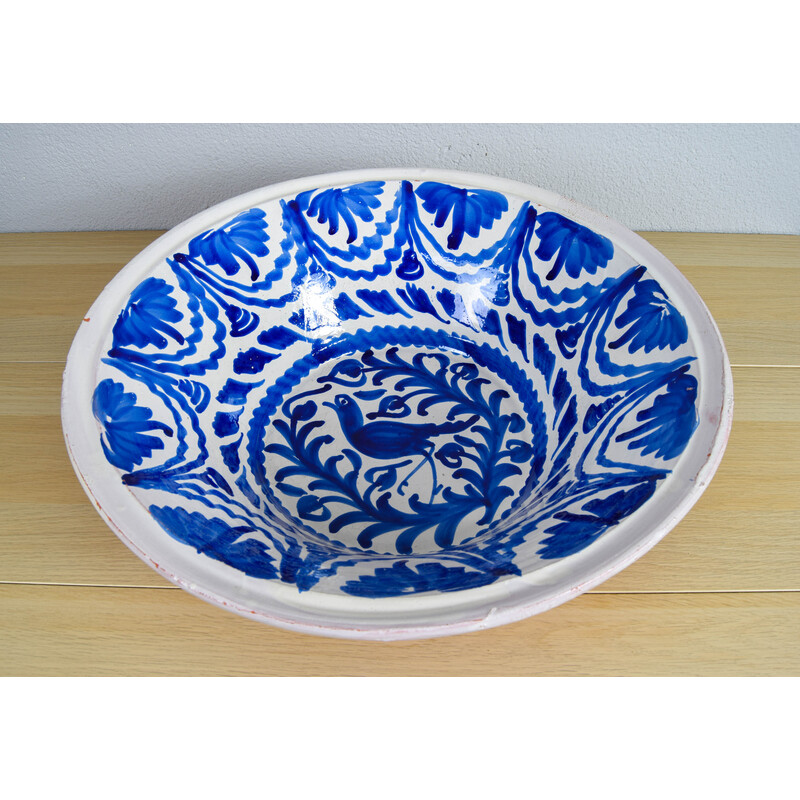 Vintage Glazed Ceramic Lebrillo Bowl for Fajalauza, Spain