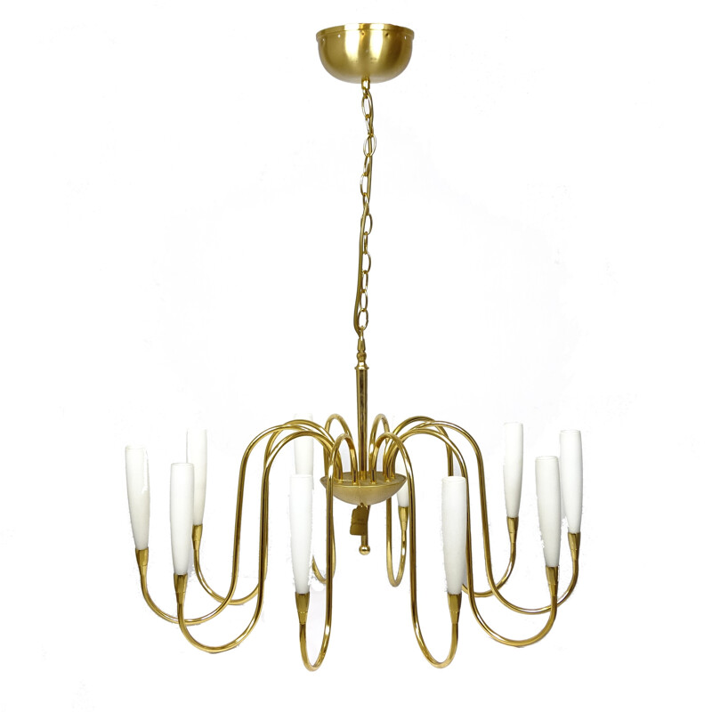 Mid-century german gilded chandelier - 1980s