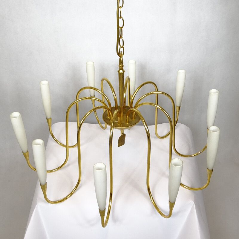 Mid-century german gilded chandelier - 1980s