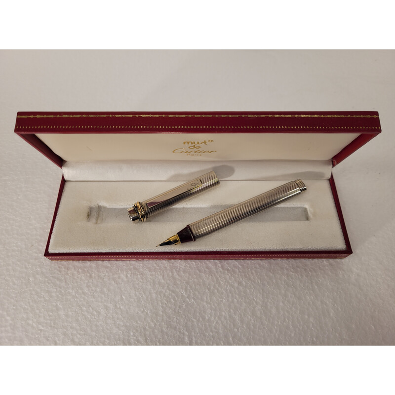 Vintage sterling silver fountain pen for Cartier, France 1990