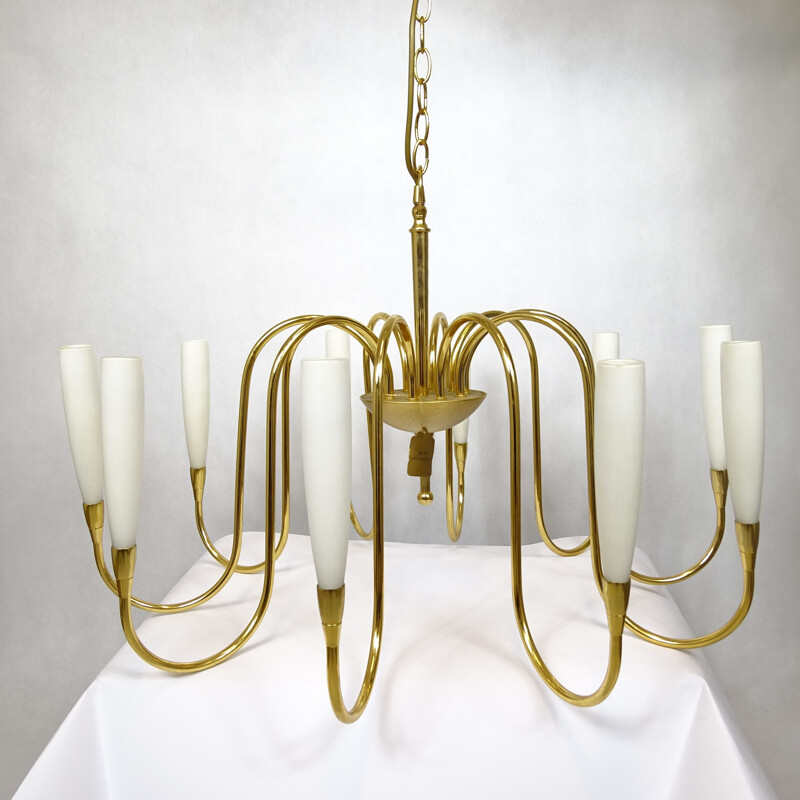 Mid-century german gilded chandelier - 1980s
