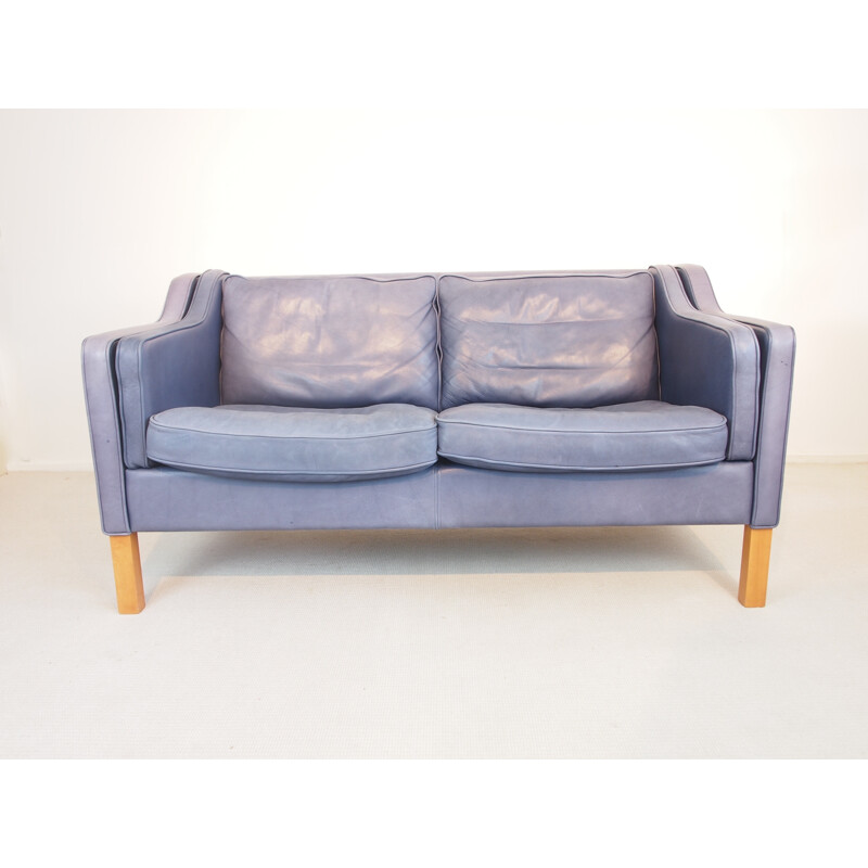 Blue leather sofa by Georg Thams - 1980s