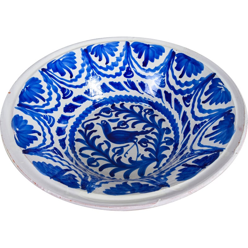 Vintage Glazed Ceramic Lebrillo Bowl for Fajalauza, Spain