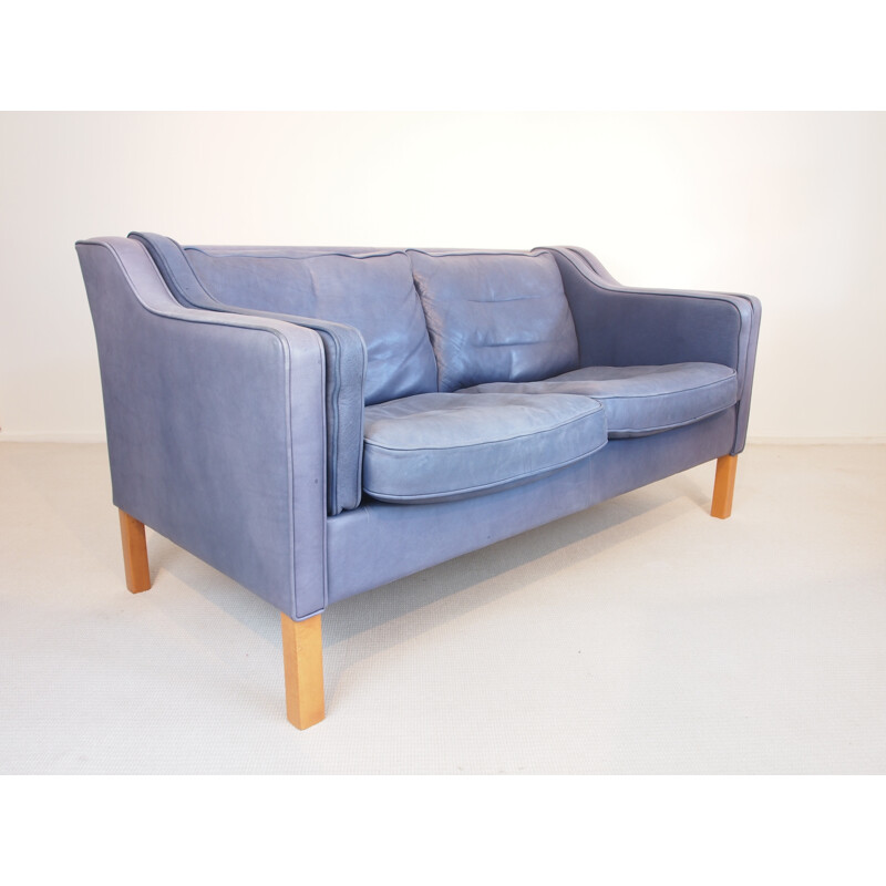 Blue leather sofa by Georg Thams - 1980s