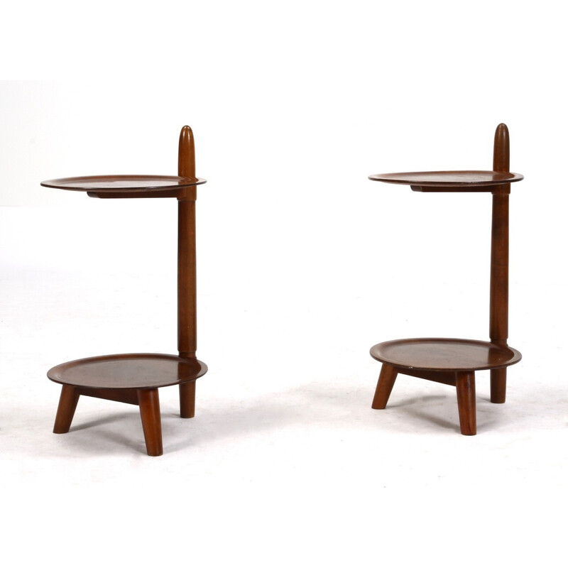 Pair of vintage stained beech side tables by Edmund Jörgensen for Patent Anm, Denmark 1950