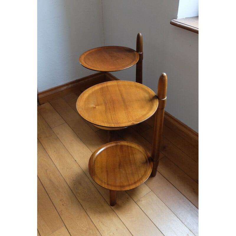 Pair of vintage stained beech side tables by Edmund Jörgensen for Patent Anm, Denmark 1950