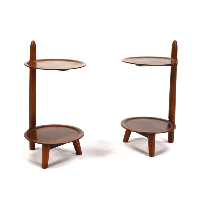 Pair of vintage stained beech side tables by Edmund Jörgensen for Patent Anm, Denmark 1950