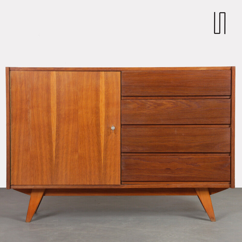 Vintage chest of drawers model U-458 in oak by Jiri Jiroutek for Interier Praha, Czechoslovakia 1960