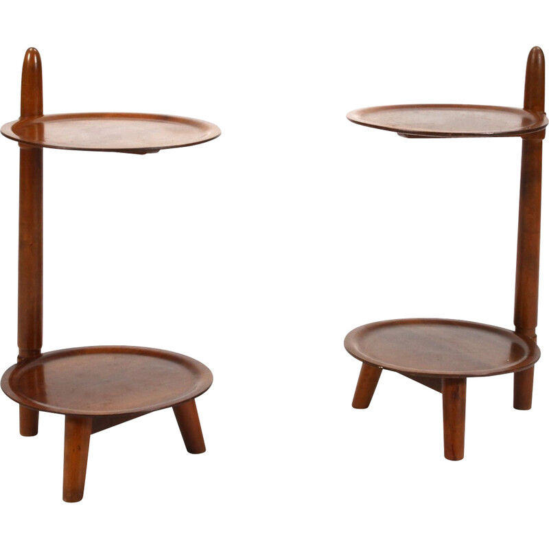 Pair of vintage stained beech side tables by Edmund Jörgensen for Patent Anm, Denmark 1950