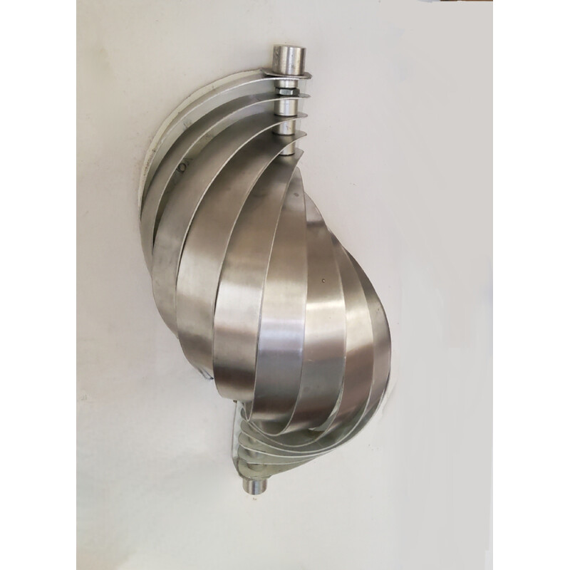 Pair of vintage spiral wall lamp in aluminum blades, 1970