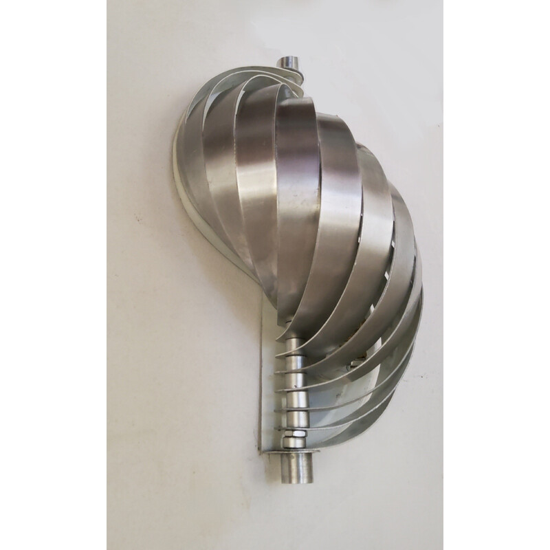 Pair of vintage spiral wall lamp in aluminum blades, 1970