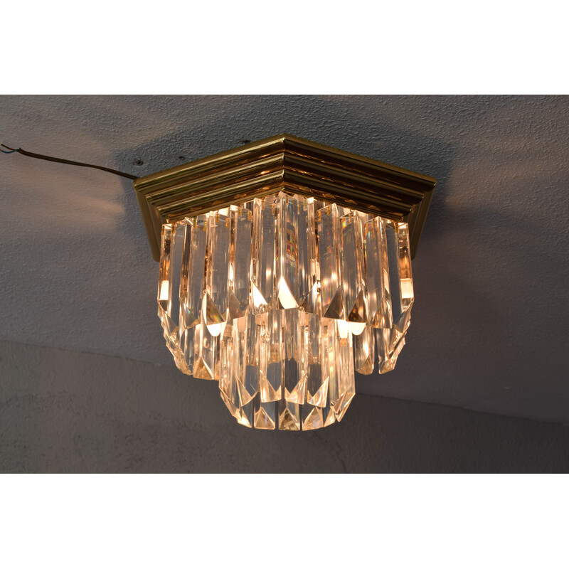 Vintage Triedri recessed ceiling lamp in Murano glass and brass from Venini, Italy