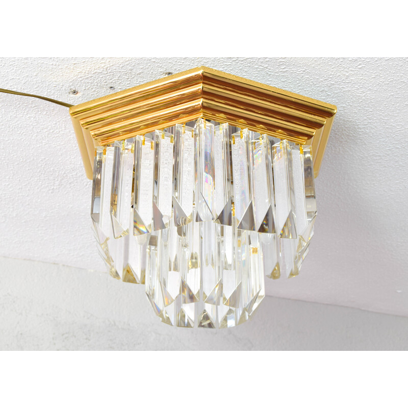 Vintage Triedri recessed ceiling lamp in Murano glass and brass from Venini, Italy