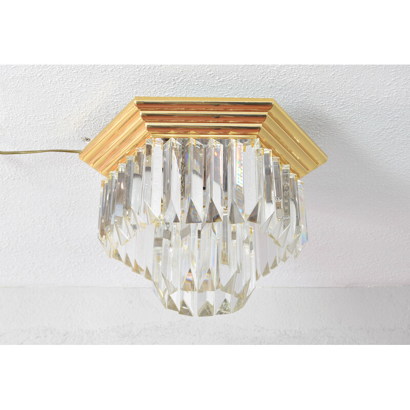 Vintage Triedri recessed ceiling lamp in Murano glass and brass from Venini, Italy