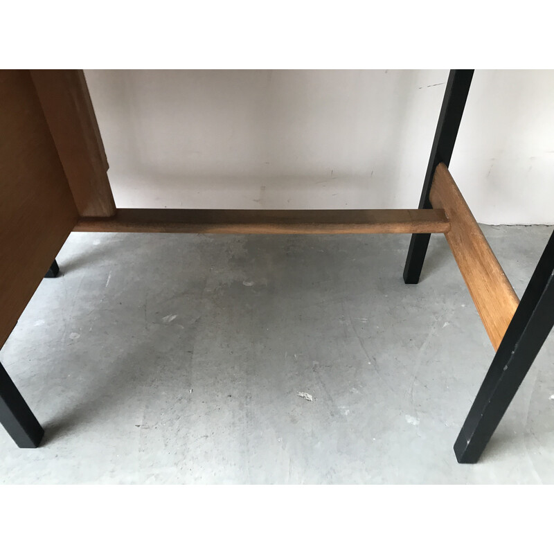 Vintage oak desk with locker and drawer, 1950