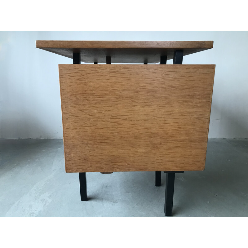 Vintage oak desk with locker and drawer, 1950