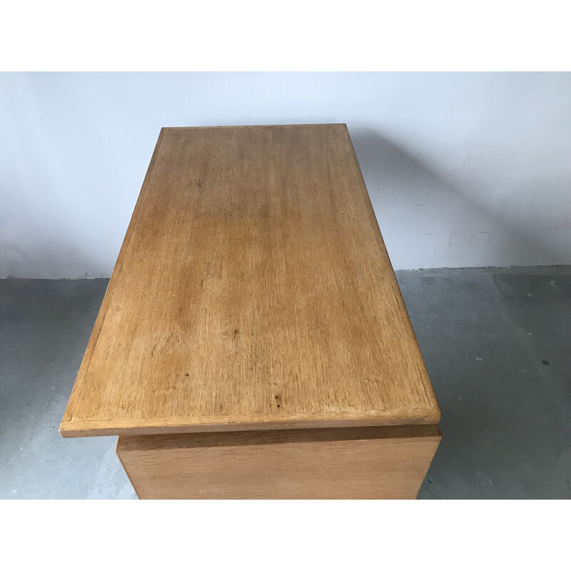 Vintage oak desk with locker and drawer, 1950