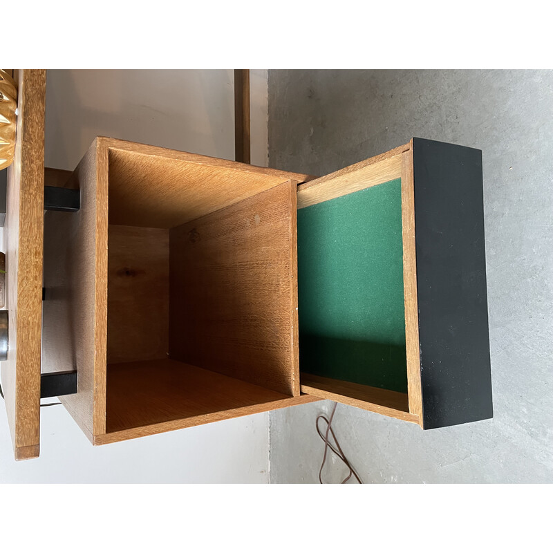 Vintage oak desk with locker and drawer, 1950