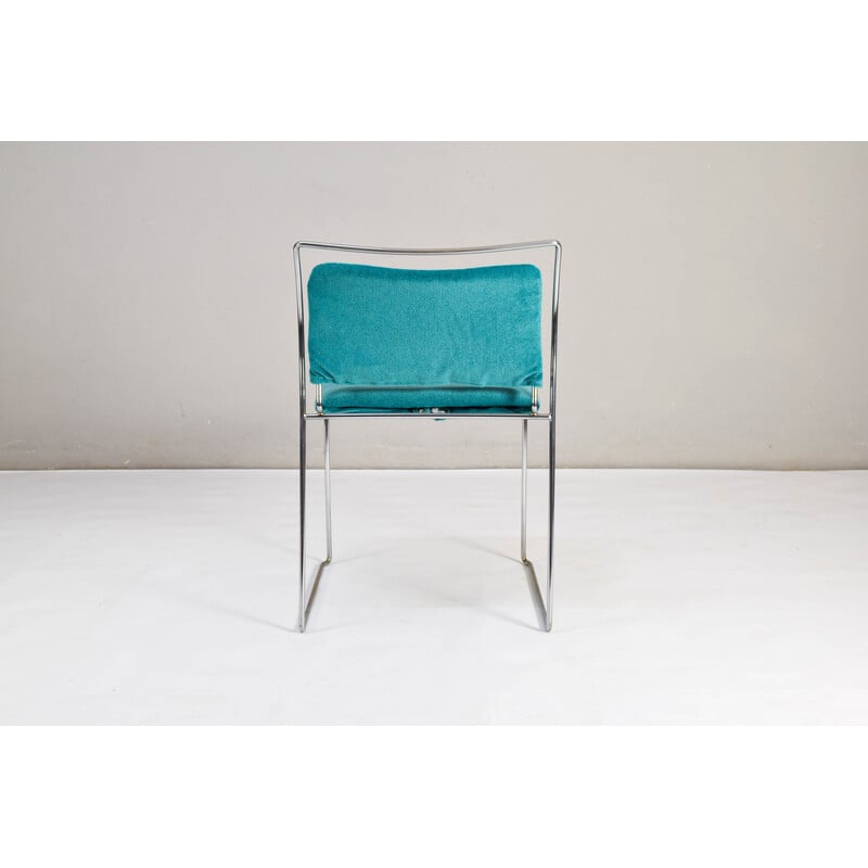 Set of 6 vintage Tulu chairs in steel tube and green velvet by Kazuhide Takahama for Myc Gavina, Spain