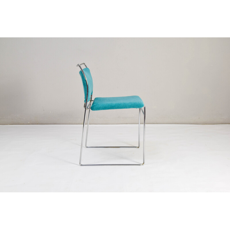 Set of 6 vintage Tulu chairs in steel tube and green velvet by Kazuhide Takahama for Myc Gavina, Spain