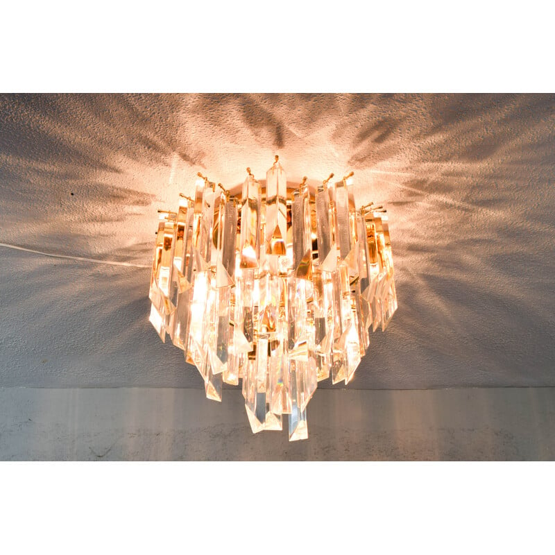 Vintage Triedri chandelier in steel and Murano glass, Italy