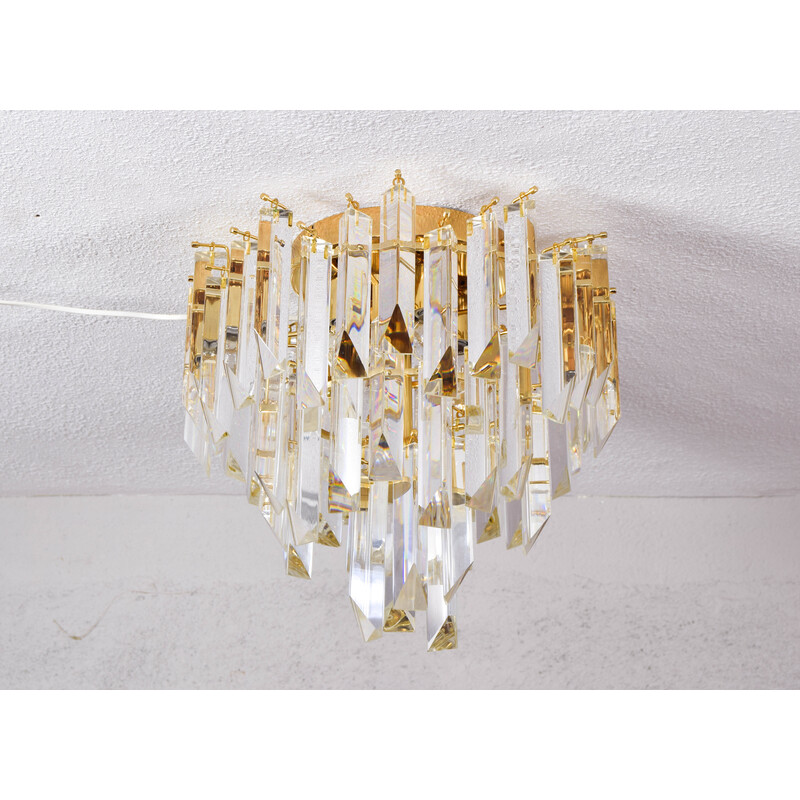 Vintage Triedri chandelier in steel and Murano glass, Italy