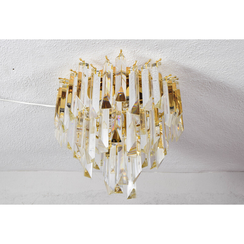 Vintage Triedri chandelier in steel and Murano glass, Italy