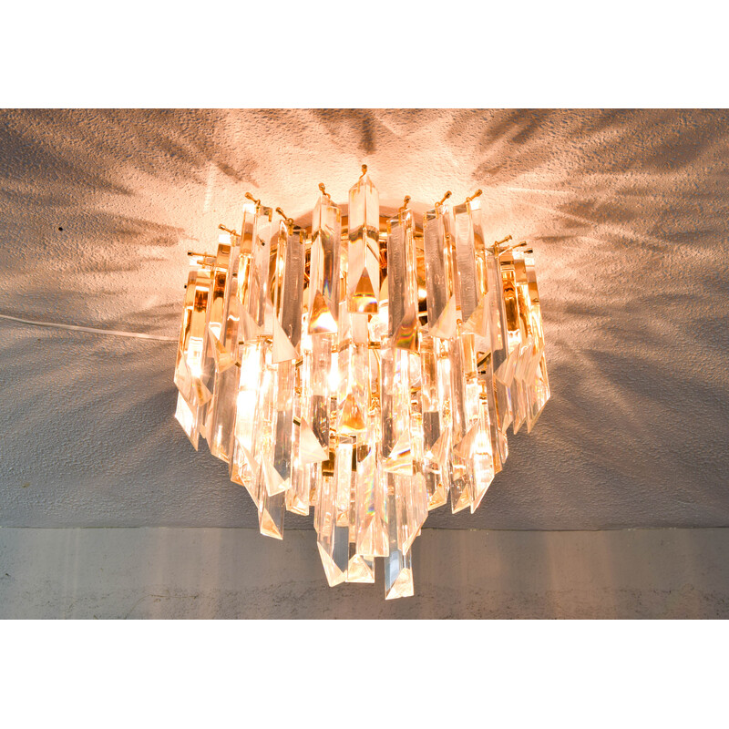 Vintage Triedri chandelier in steel and Murano glass, Italy