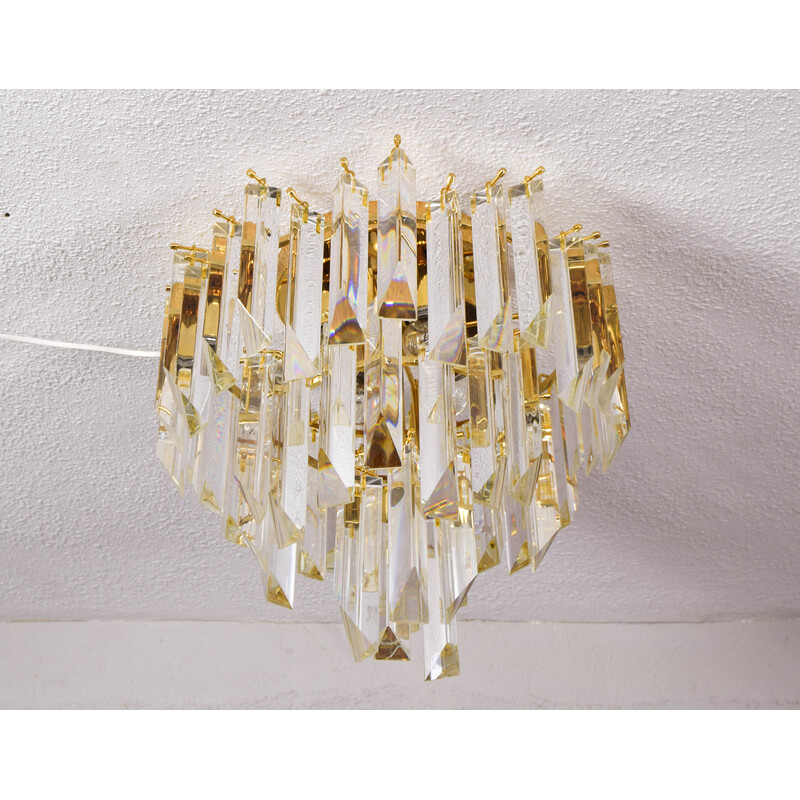 Vintage Triedri chandelier in steel and Murano glass, Italy