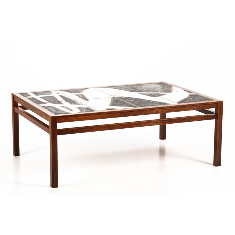 Vintage rosewood and ceramic coffee table by Ole Bjorn Krüger, 1960