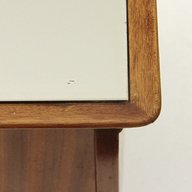 Pair of brown Italian mid century nightstands in wood and glass - 1950s