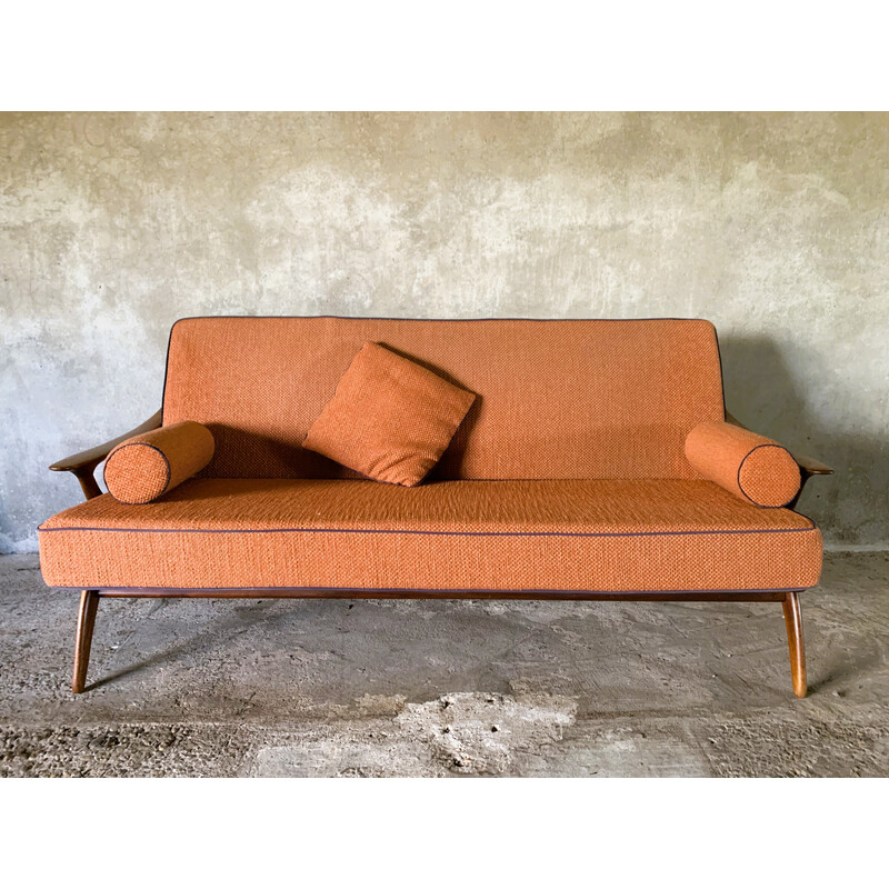 Vintage 3-seater sofa "De Knoop" in solid teak wood by De Ster Gelderland, Netherlands 1960