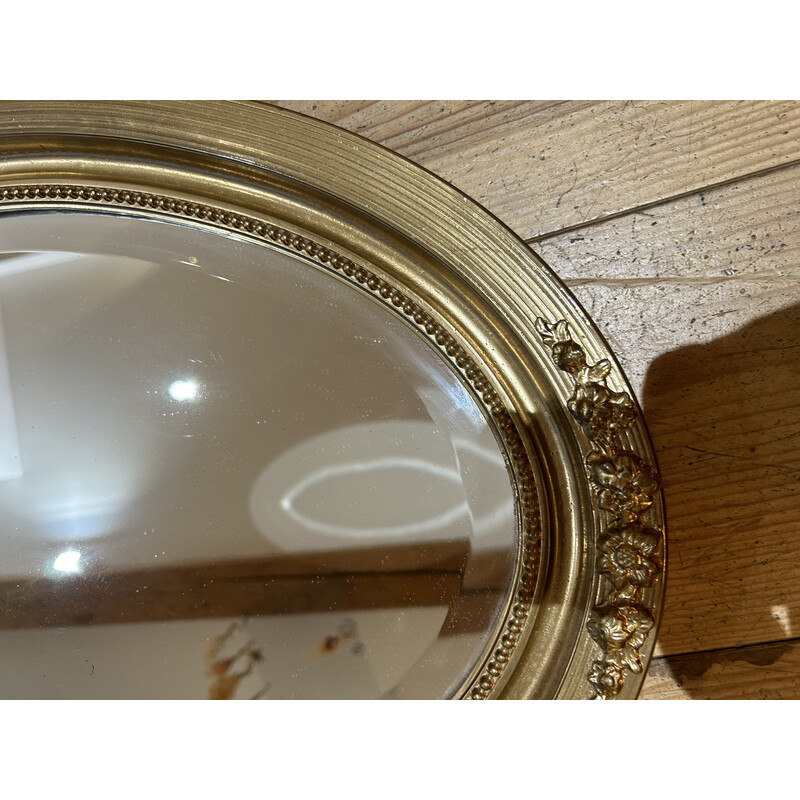 Miroir vintage ovale cadre en bois doré