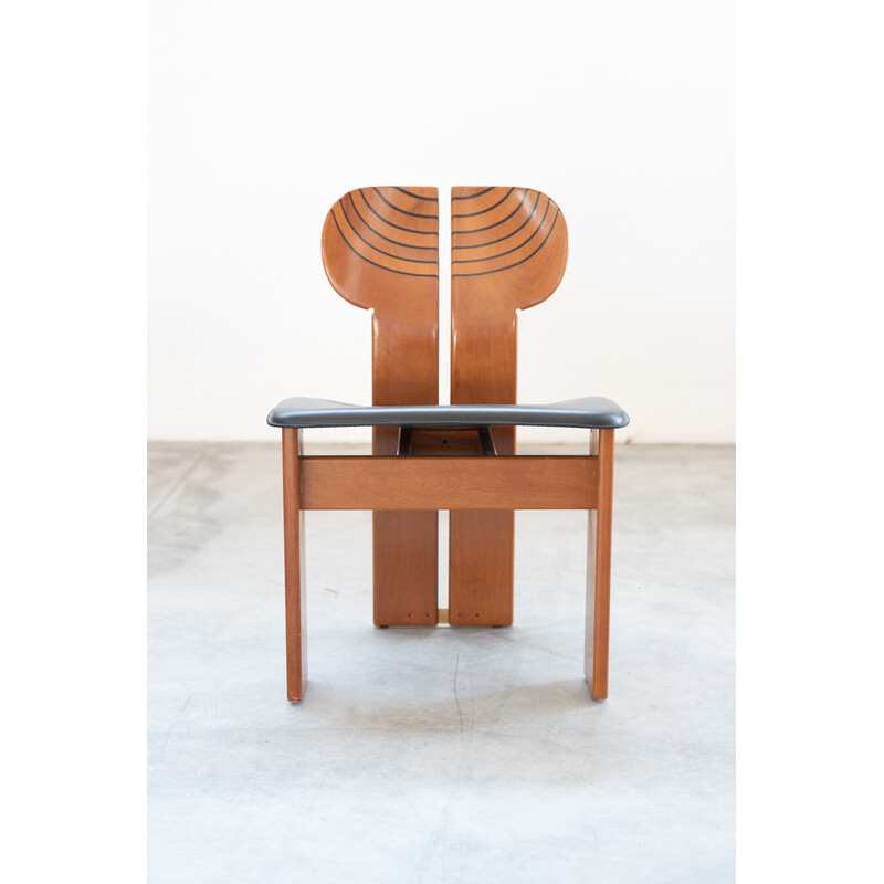 Set van 12 vintage stoelen van ebbenhout en messing voor Afra en Tobia, Italië 1990