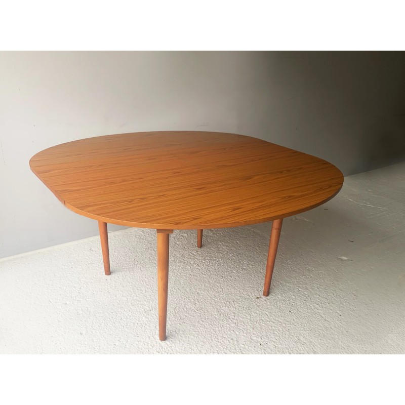 Vintage extendable Formica and beech dining table by Chaim Schreiber for Schreiber Furniture, 1960