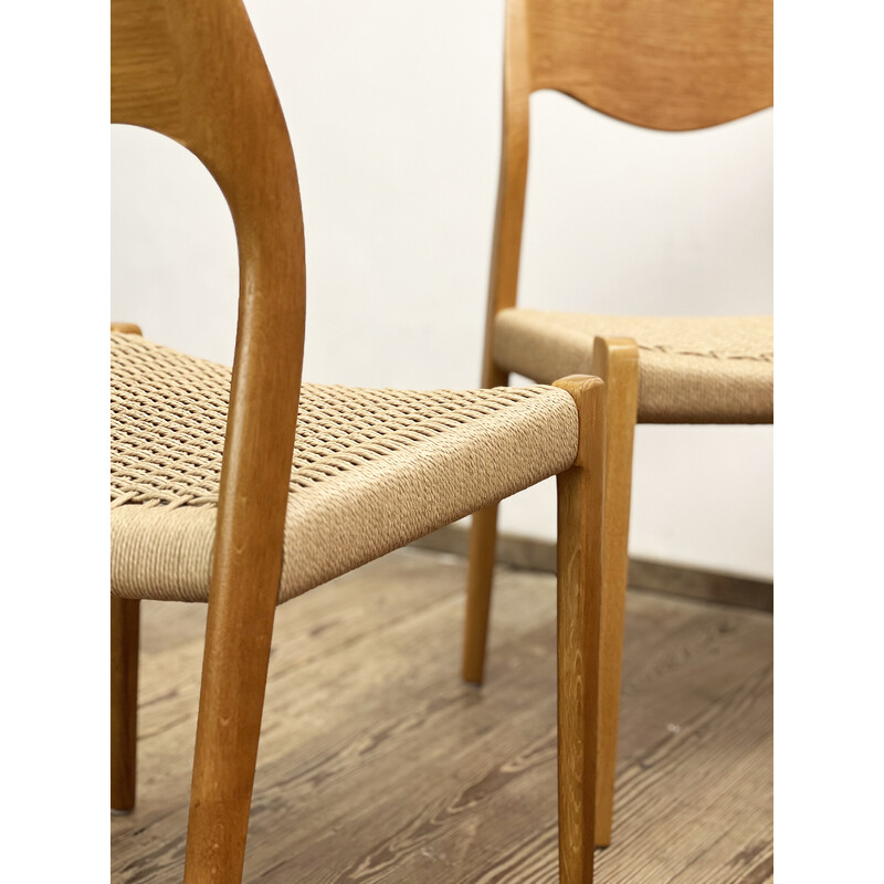 Set of 6 vintage model 71 oak chairs by Niels Otto Møller for J.L. Mollers, Denmark 1950