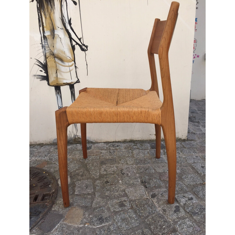 Set of 6 Scandinavian chairs in teak and mulching - 1960s