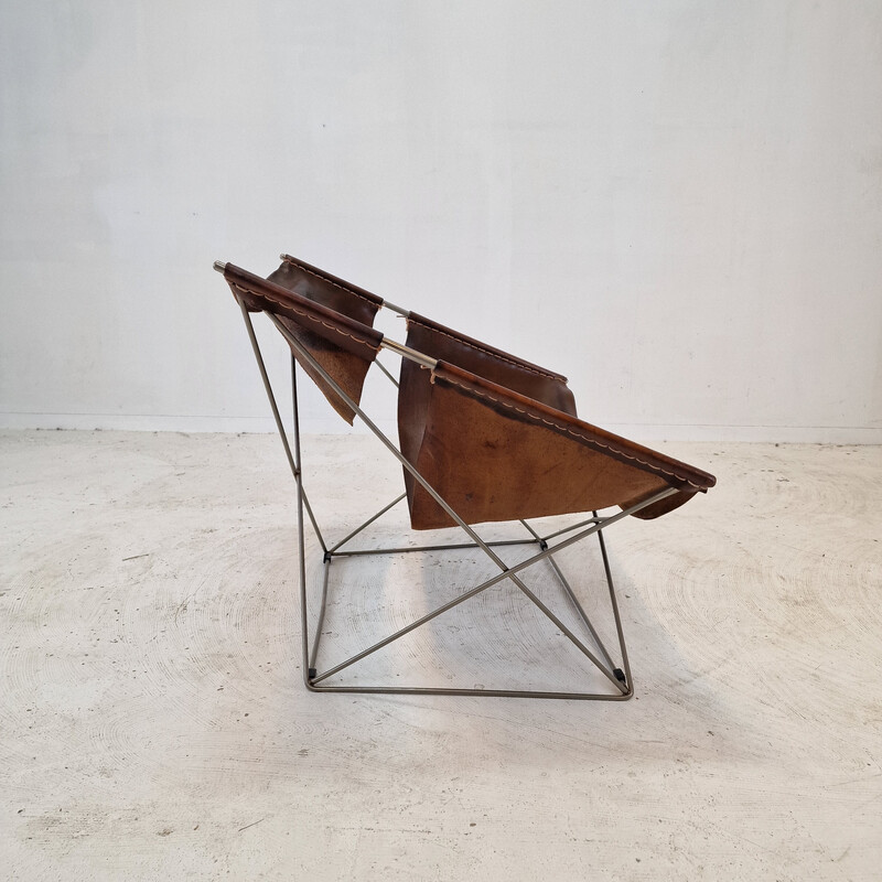 Chaise vintage Papillon F675 en cuir marron par Pierre Paulin pour Artifort, Pays-Bas 1960