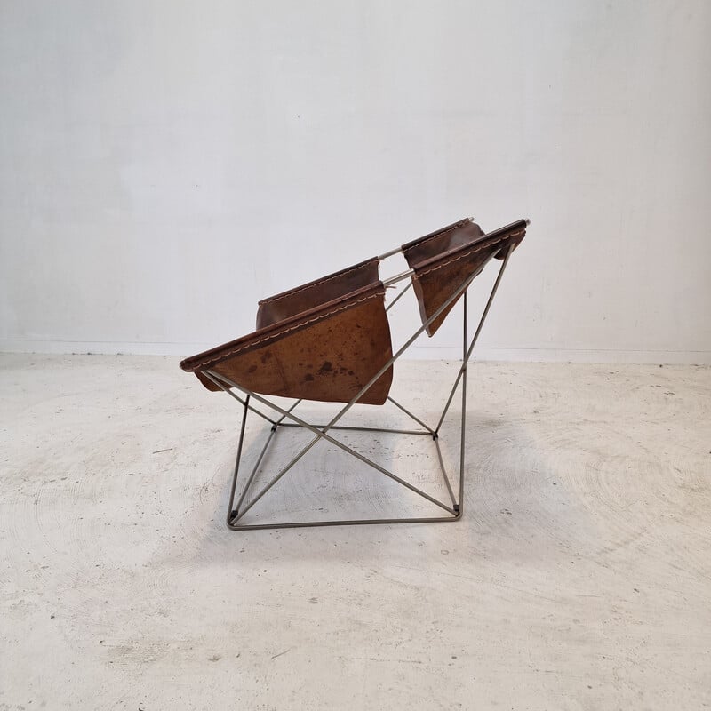 Vintage Papillon F675 chair in brown leather by Pierre Paulin for Artifort, Netherlands 1960