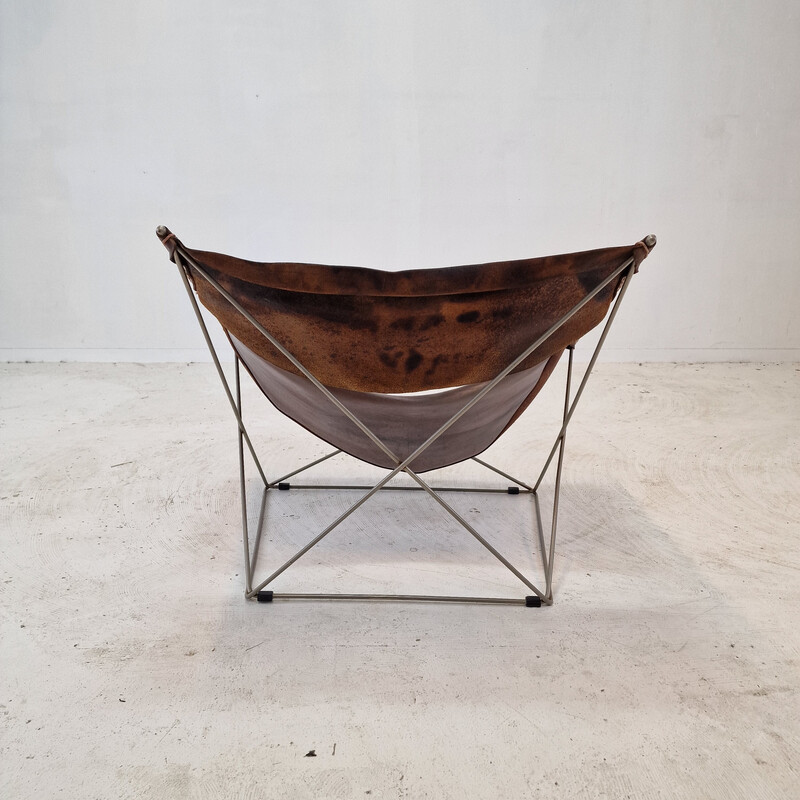 Vintage Papillon F675 chair in brown leather by Pierre Paulin for Artifort, Netherlands 1960