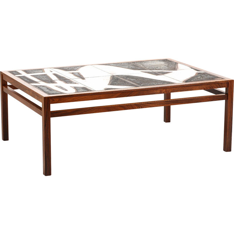 Vintage rosewood and ceramic coffee table by Ole Bjorn Krüger, 1960