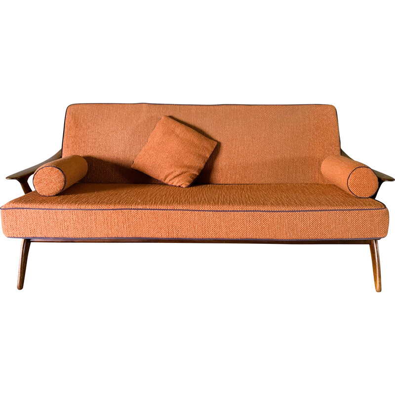 Vintage 3-Sitzer Sofa "De Knoop" aus massivem Teakholz von De Ster Gelderland, Niederlande 1960