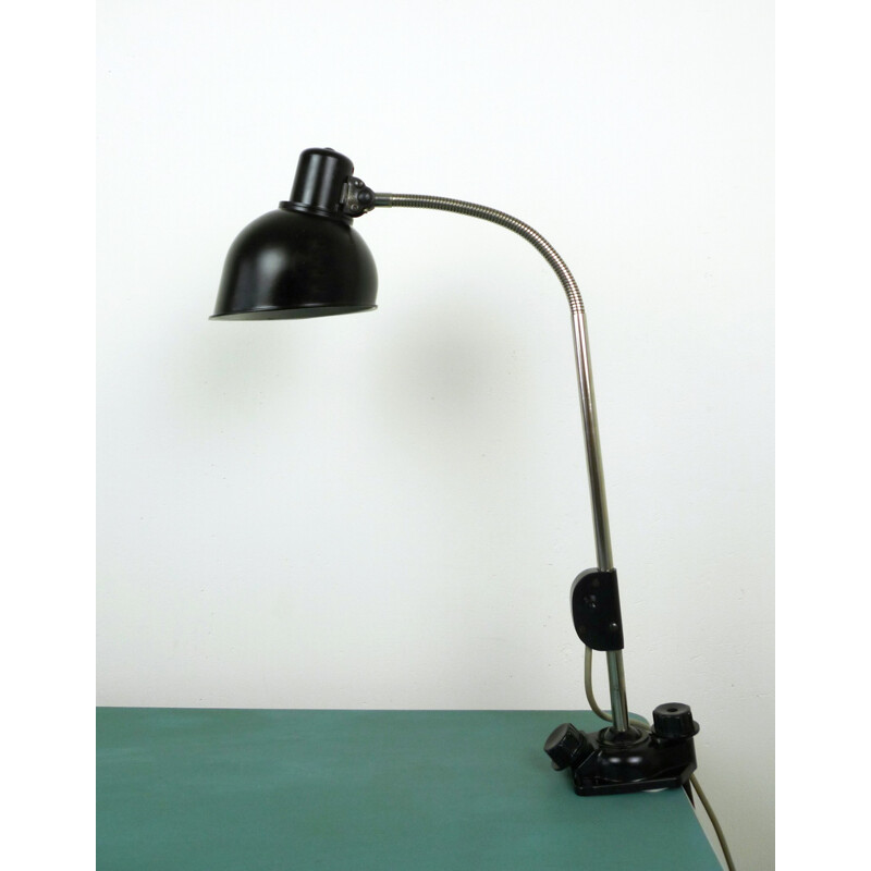 Black desk lamp in metal and bakelite produced by Helion - 1940s