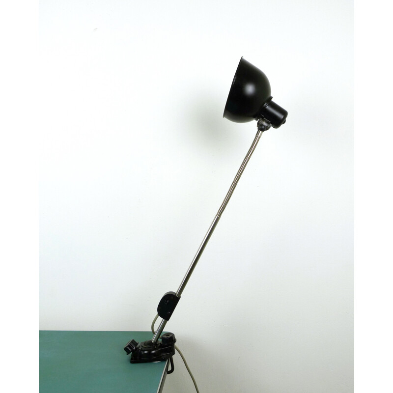 Black desk lamp in metal and bakelite produced by Helion - 1940s