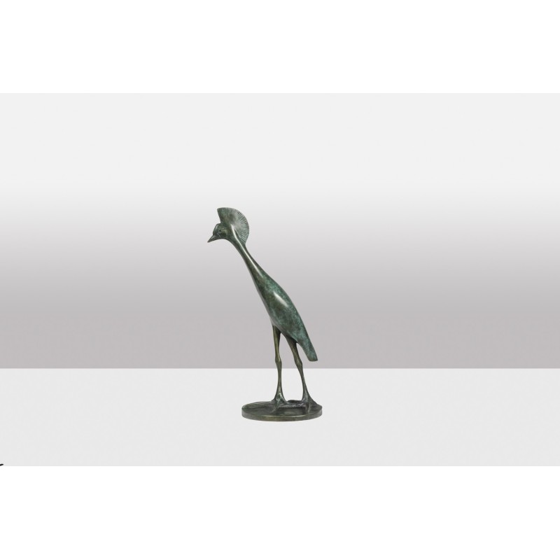 Vintage bronze sculpture "Grue Couronnée en marche" by François Pompon for Atelier Valsuani, 2006