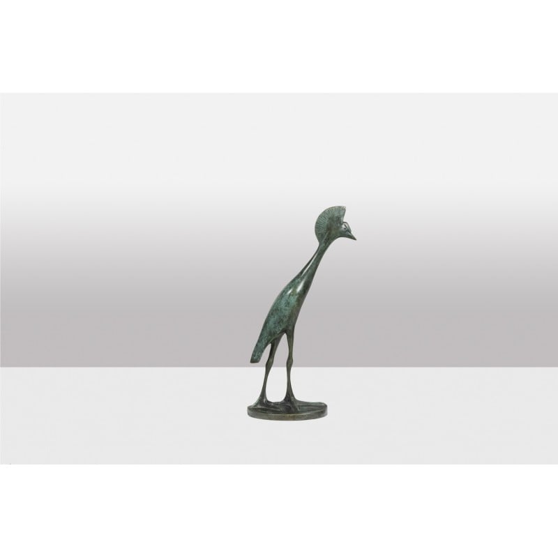 Vintage bronzen sculptuur van de "Marching Crowned Crane" door François Pompon voor Atelier Valsuani, 2006