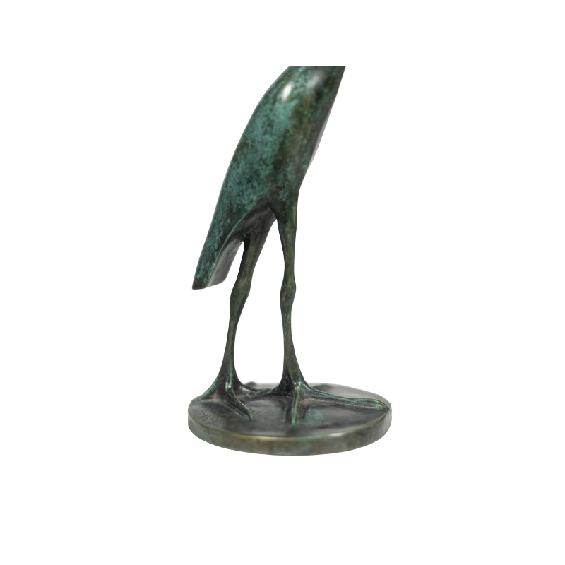 Vintage bronze sculpture "Grue Couronnée en marche" by François Pompon for Atelier Valsuani, 2006