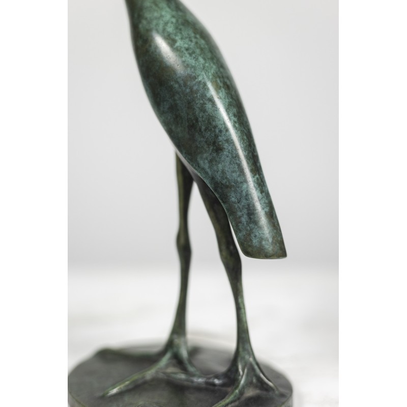 Sculpture vintage « Grue Couronnée en marche » en bronze par François Pompon pour Atelier Valsuani, 2006