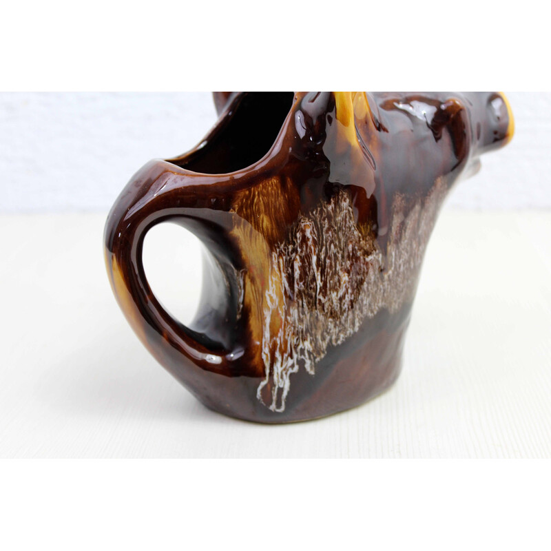 Vintage zoomorphic pitcher in the shape of a ceramic "wild boar", 1970