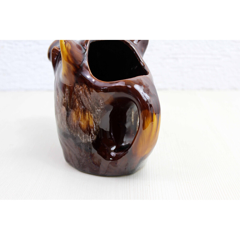 Vintage zoomorphic pitcher in the shape of a ceramic "wild boar", 1970